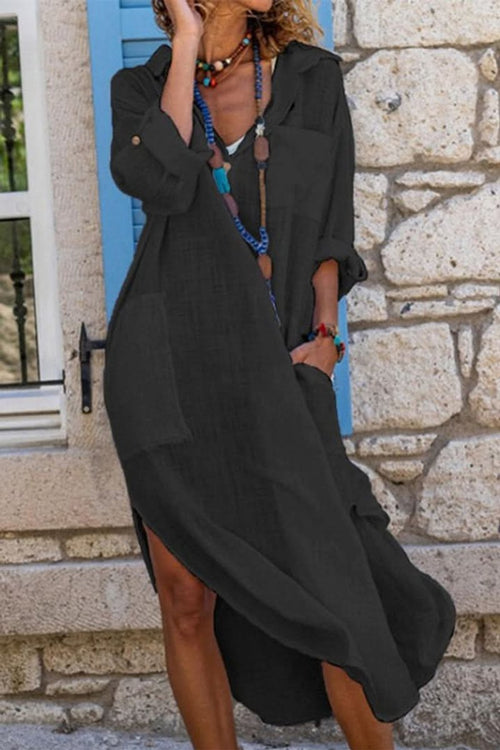 Amorynn | Women's Oversized Long Sleeve Midi Shirt Dress