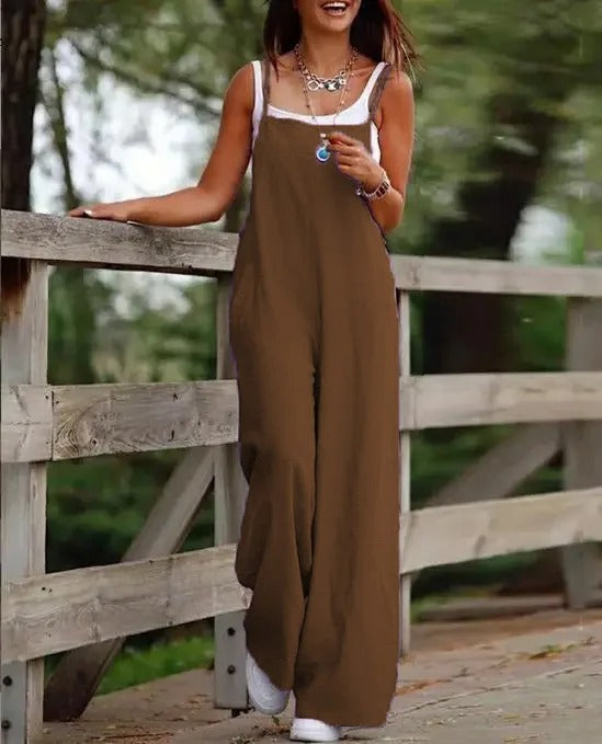 Harlow | Women's Wide Leg Bib Overall Jumpsuit