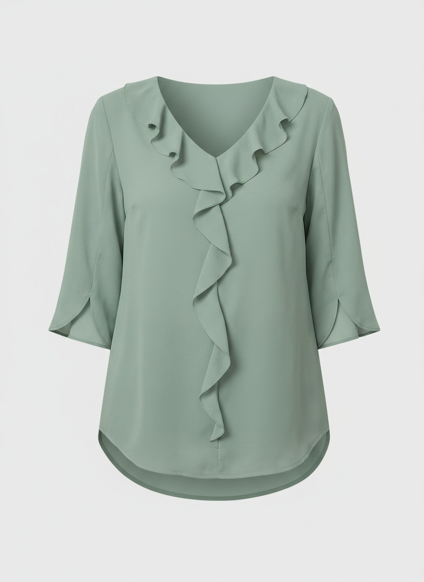 Marceline | Women's Ruffle V-Neck Chiffon Blouse