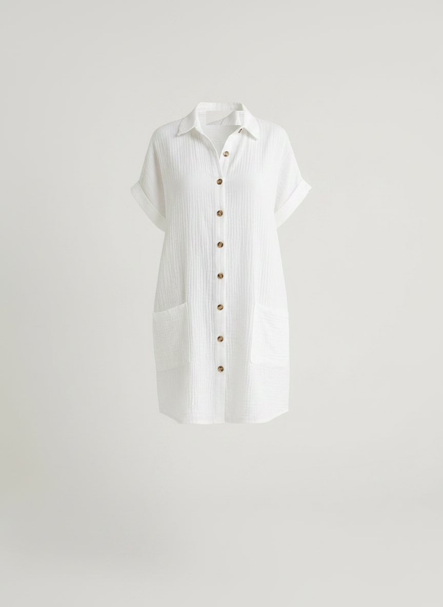 Juliette | Women's Relaxed Cotton-Linen Shirt Dress