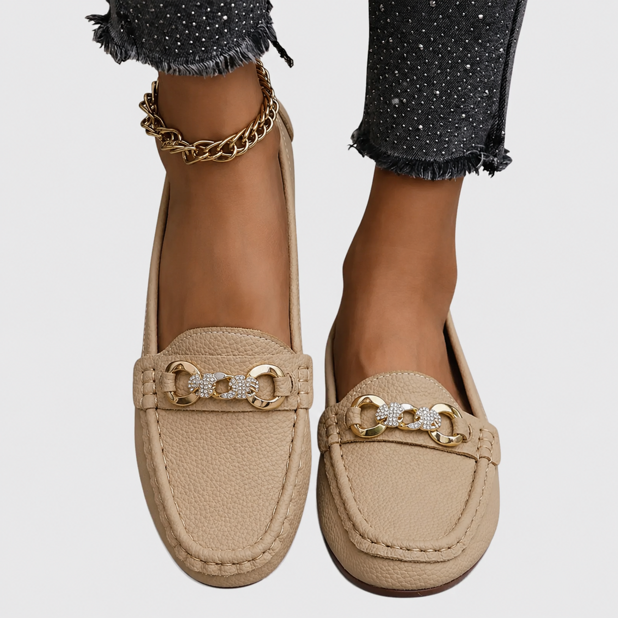 Quinby | Women's Slip-On Chain Detail Loafer Flat