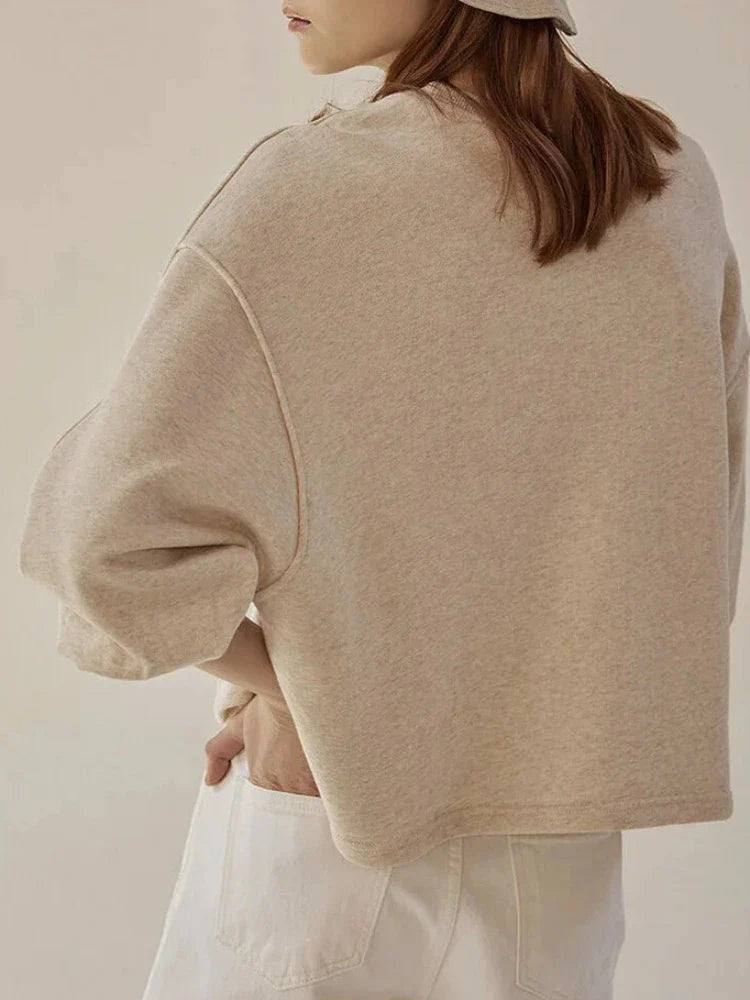 Women's Cotton Sweatshirt Loose Lantern Sleeve Pullover