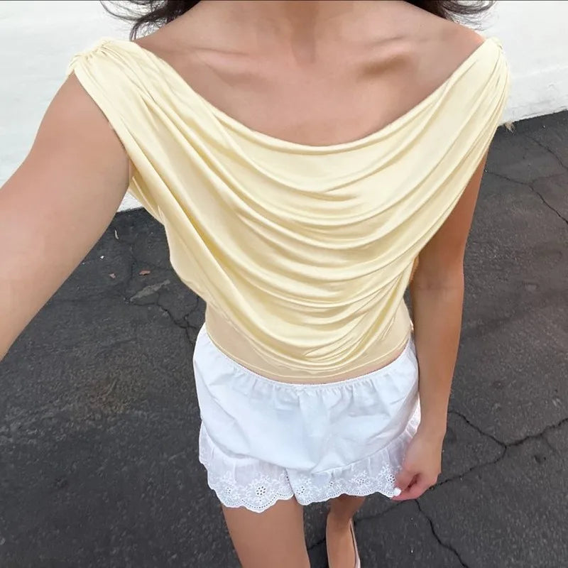 Women's Off Shoulder Cropped Top Sleeveless Summer