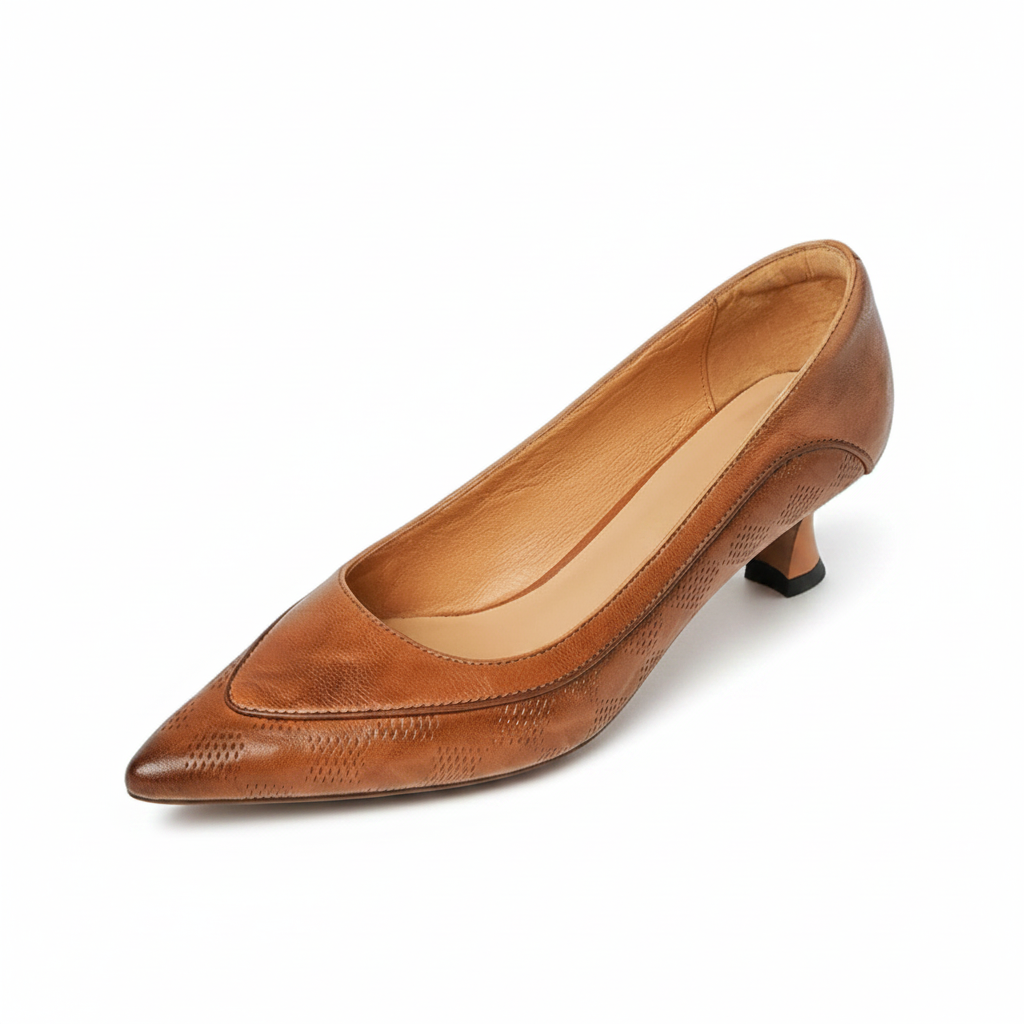 Amara | Women's Leather Kitten Heel Pumps