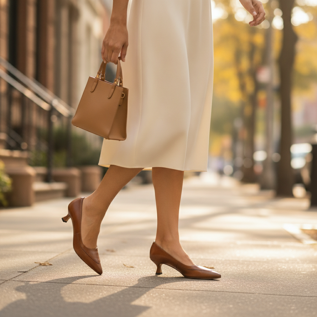 Amara | Women's Leather Kitten Heel Pumps