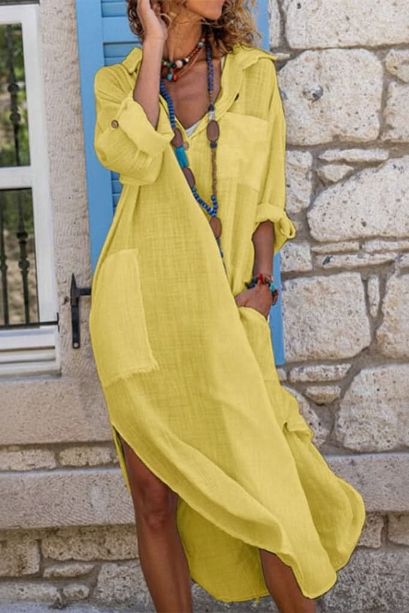 Amorynn | Women's Oversized Long Sleeve Midi Shirt Dress
