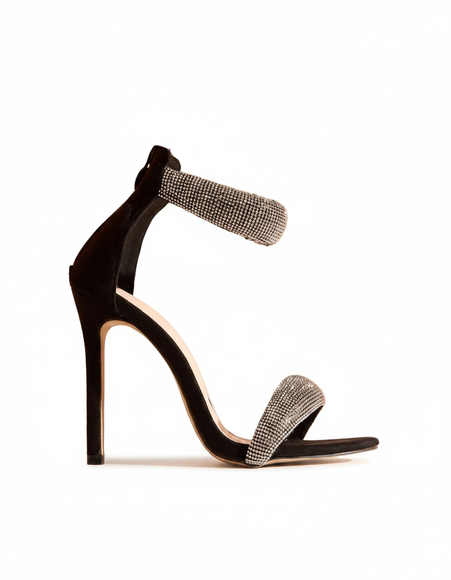 Bianca | Women's Diamante Strap Heeled Sandals in Silver