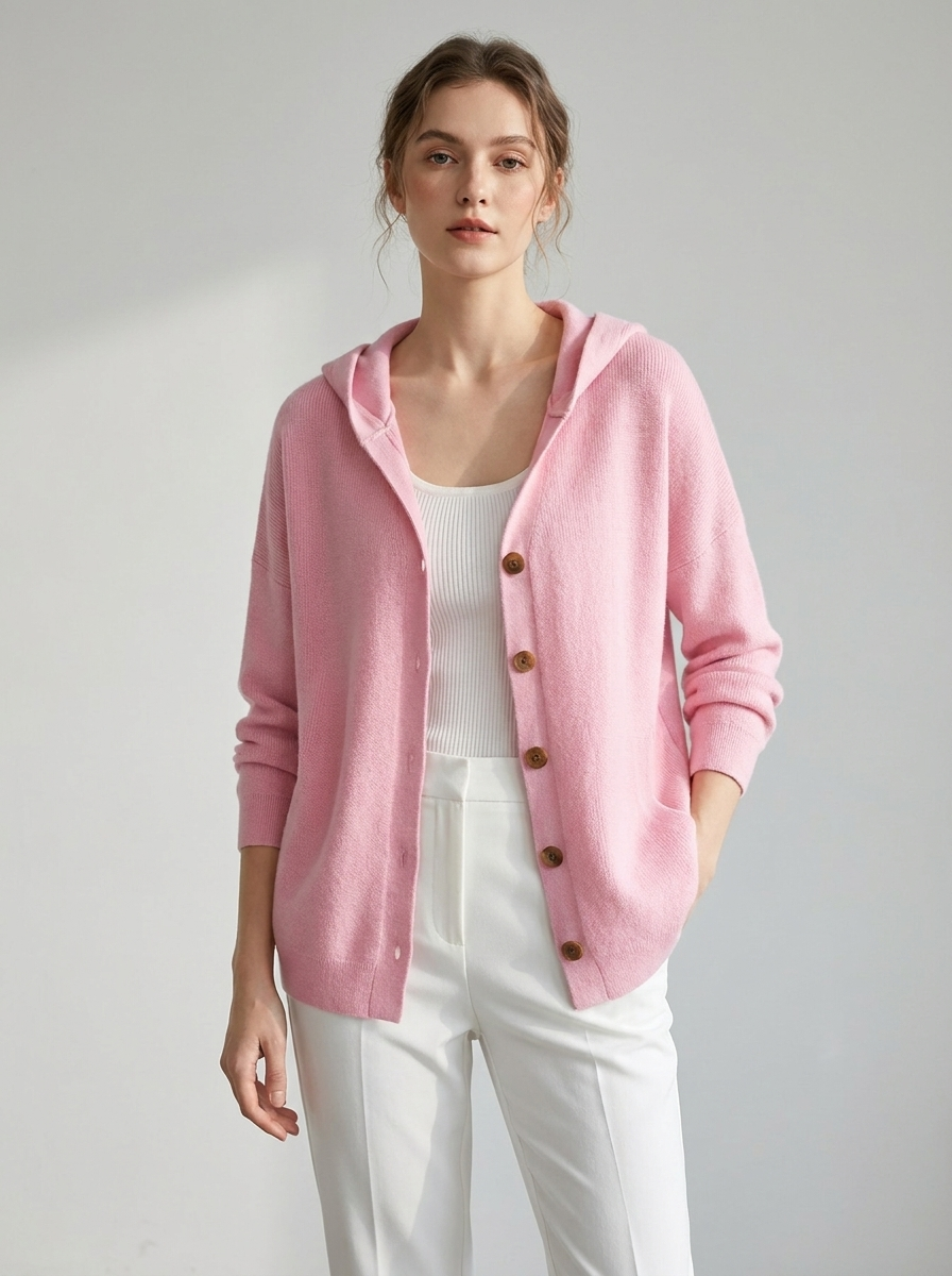 Lucille | Women's Relaxed Hooded Button-Front Knit Cardigan