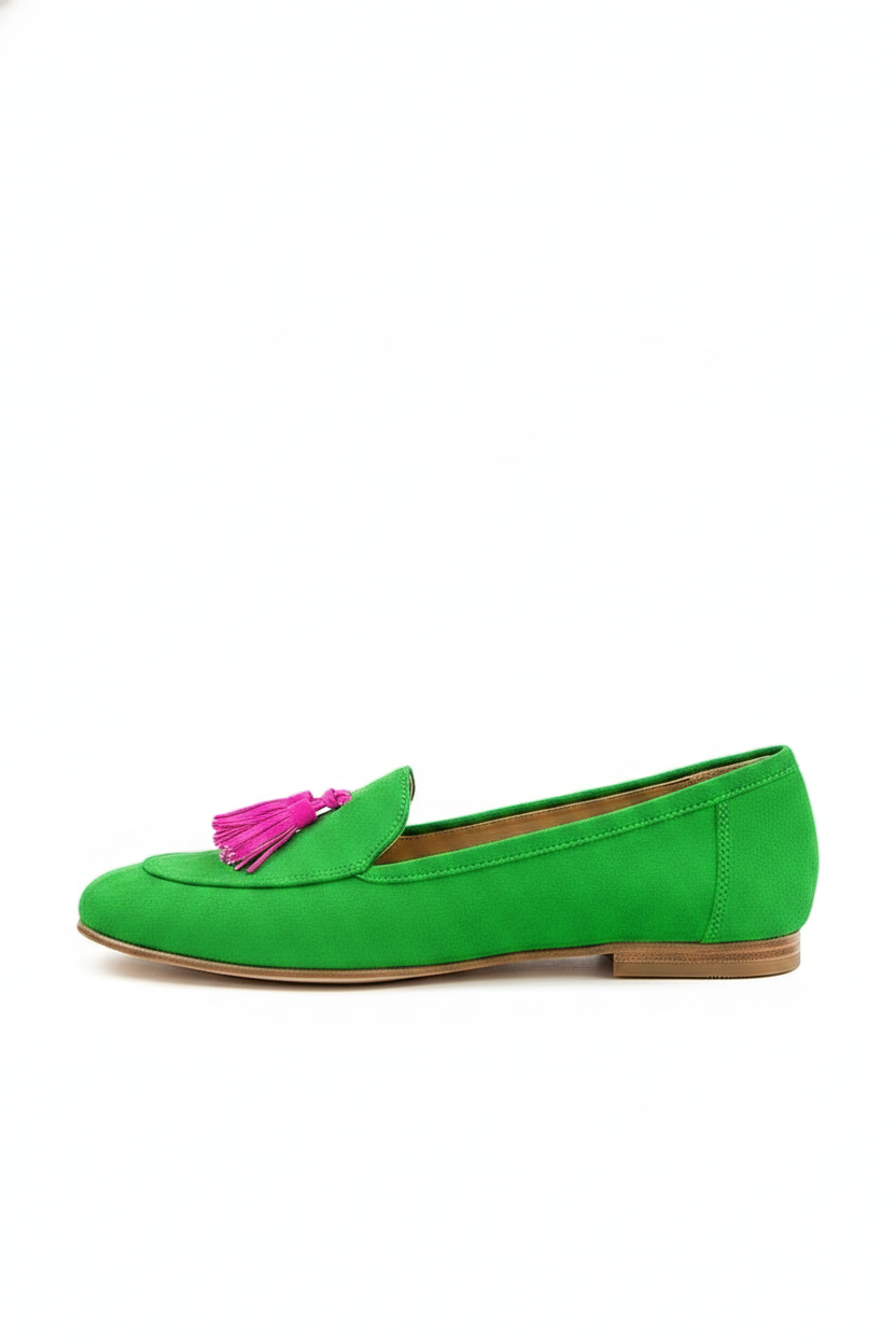 Colette | Women's Two-Tone Tassel Loafers in Green