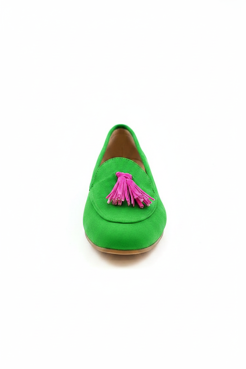 Colette | Women's Two-Tone Tassel Loafers in Green