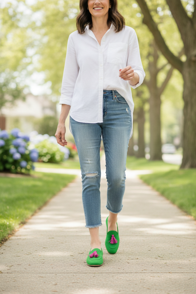 Colette | Women's Two-Tone Tassel Loafers in Green