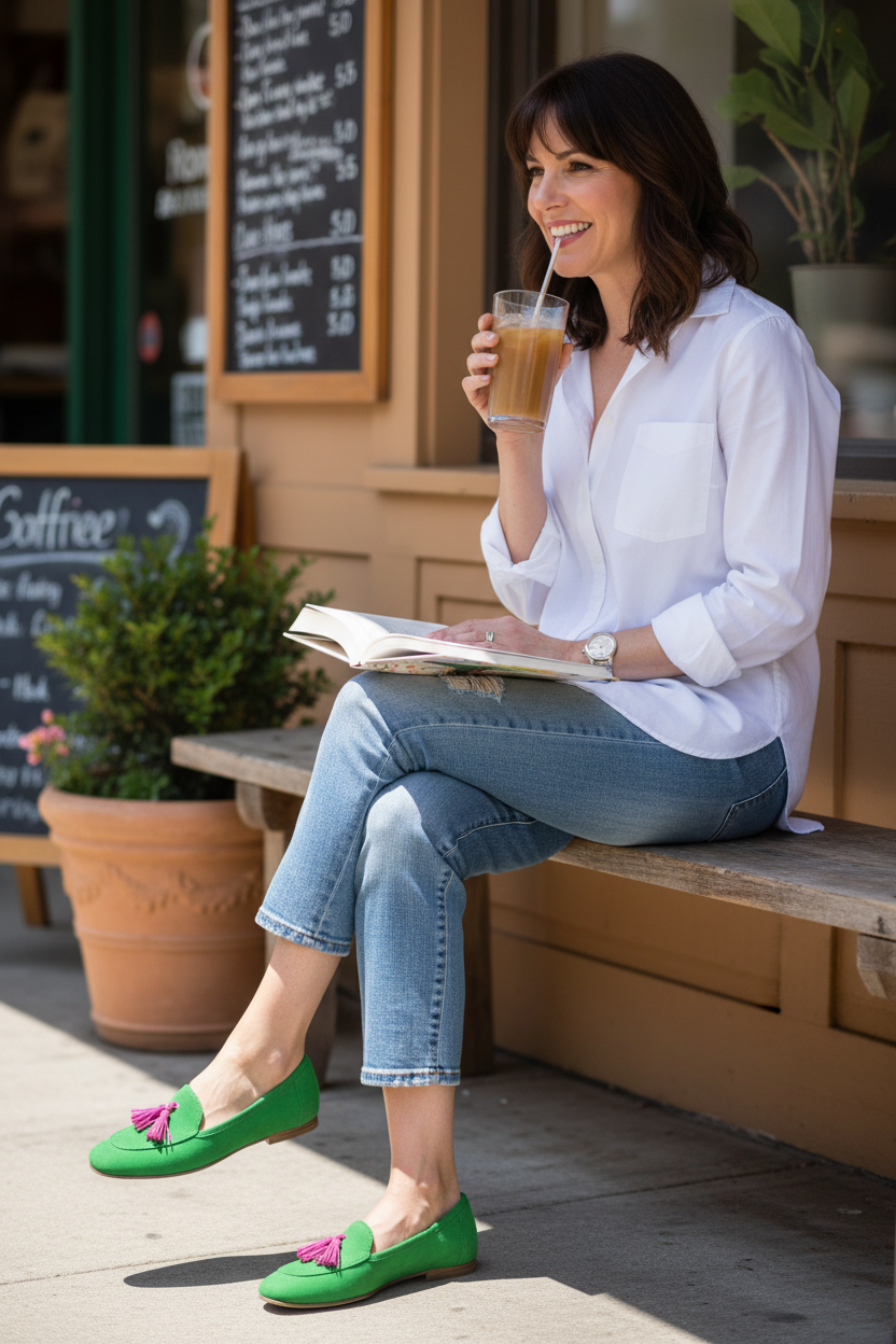 Colette | Women's Two-Tone Tassel Loafers in Green