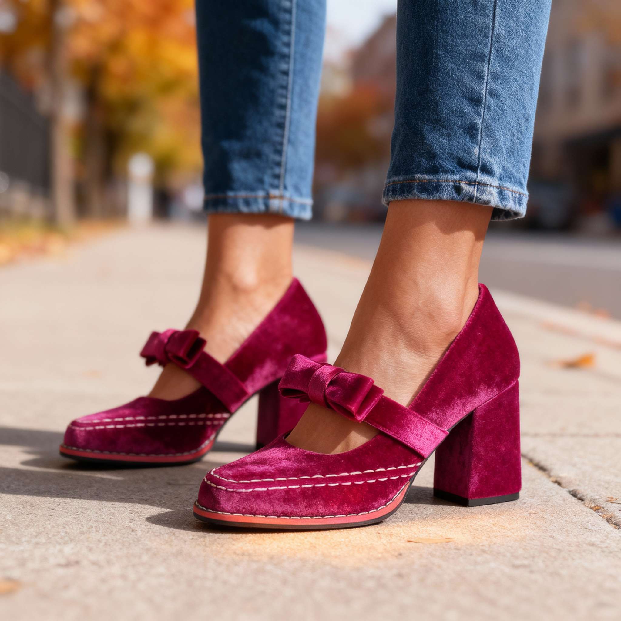 Corinna | Women's Mary Jane Block Heel Bow Pump