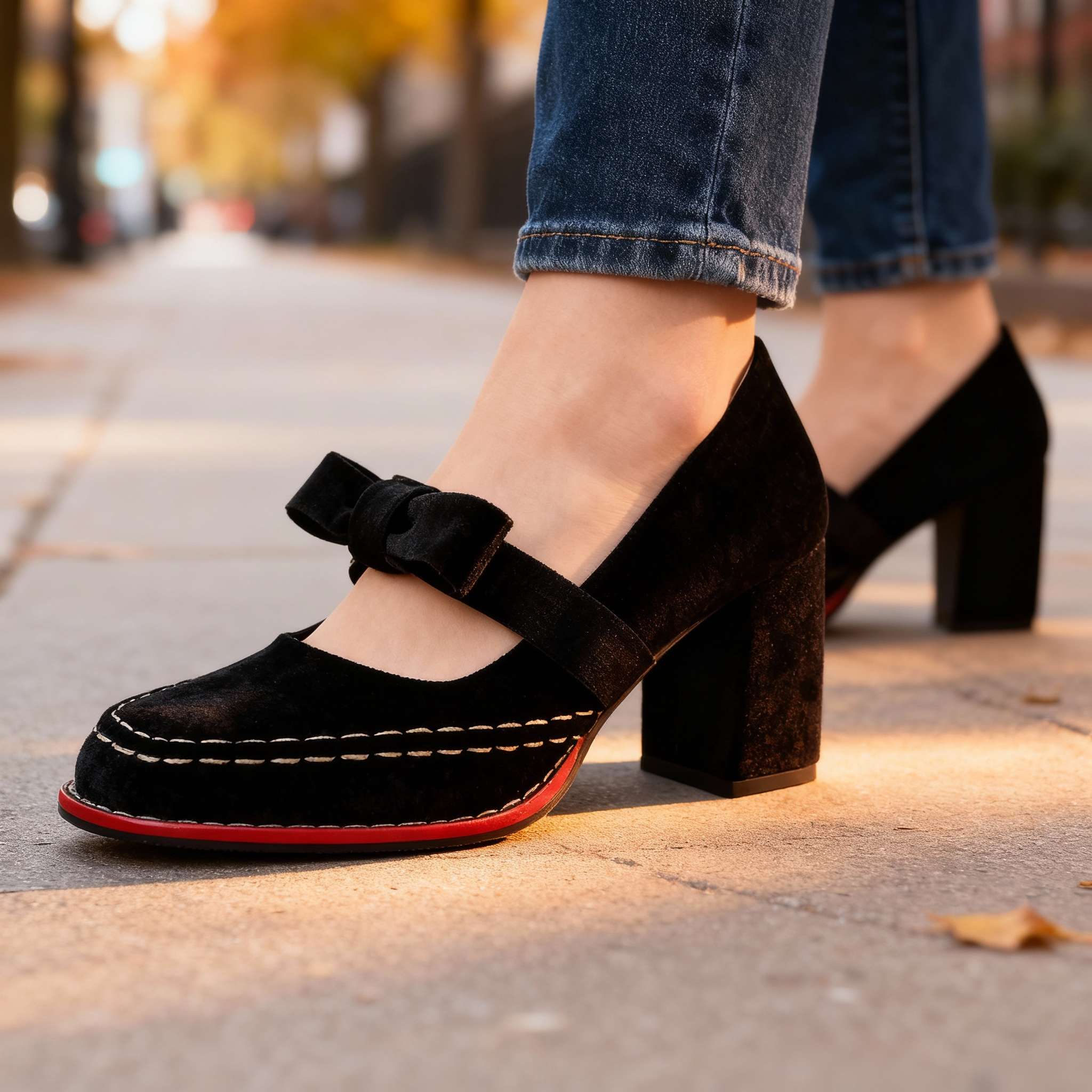 Corinna | Women's Mary Jane Block Heel Bow Pump