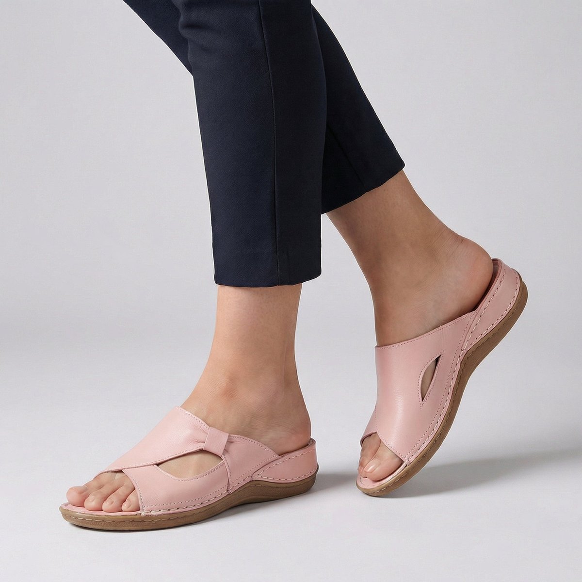 Dagna | Women's Slip-On Flat Mule Sandal with Cut-Out Detail