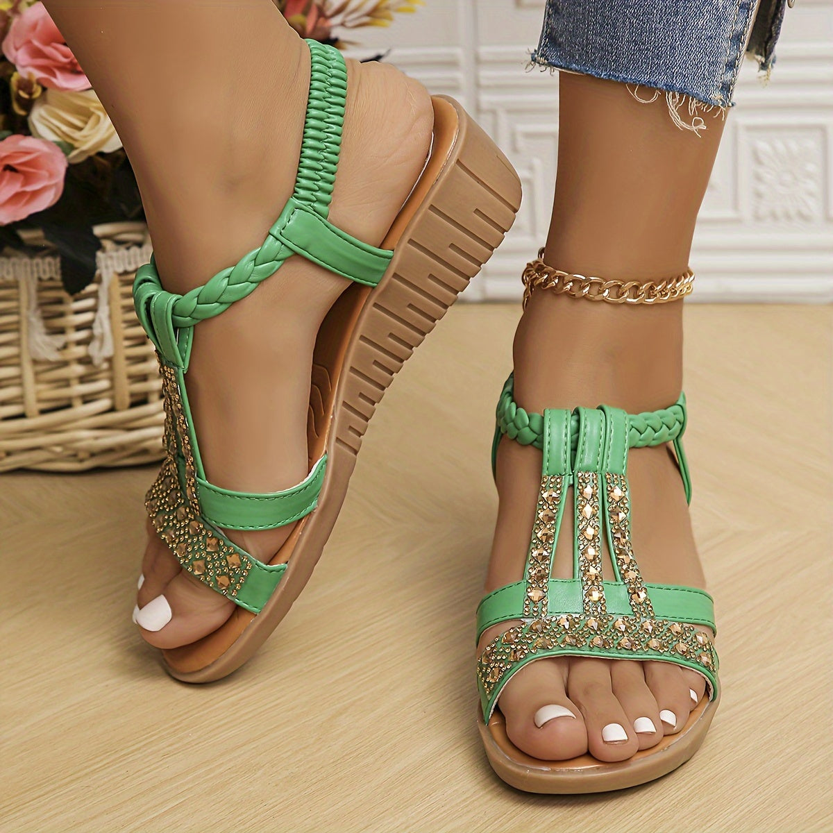 Aria | Women's Sparkle Wedge Sandals
