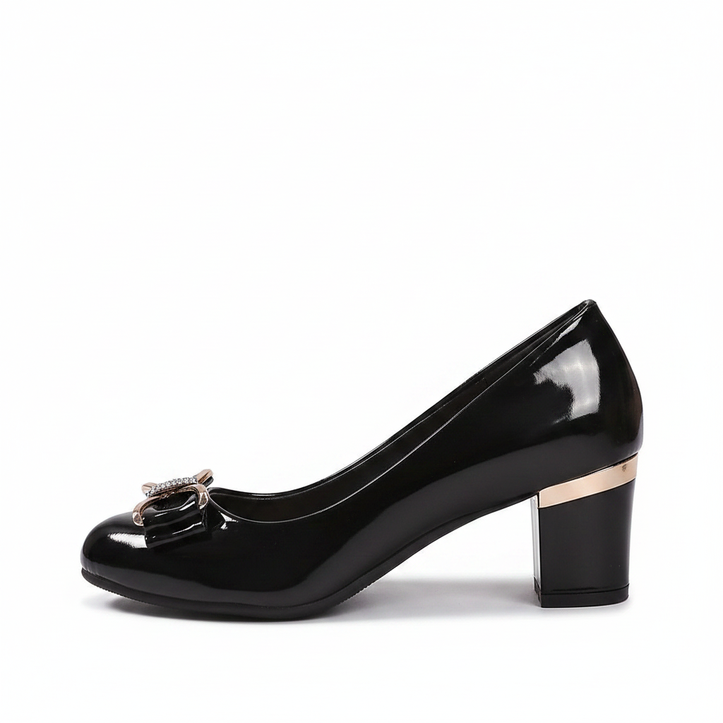 Evelyn | Women's Bow Detail Block Heel Pumps