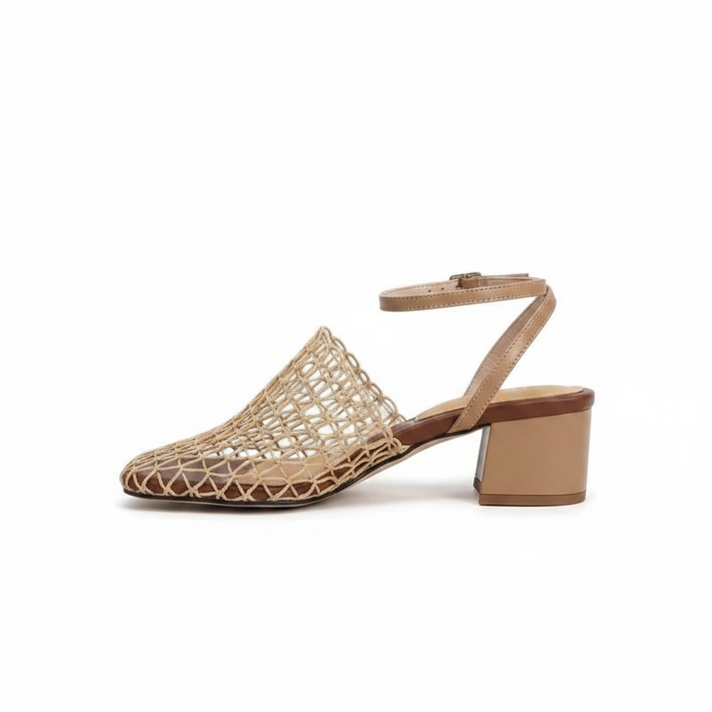 Fallon | Women's Mesh Weave Pointed Toe Block Heels