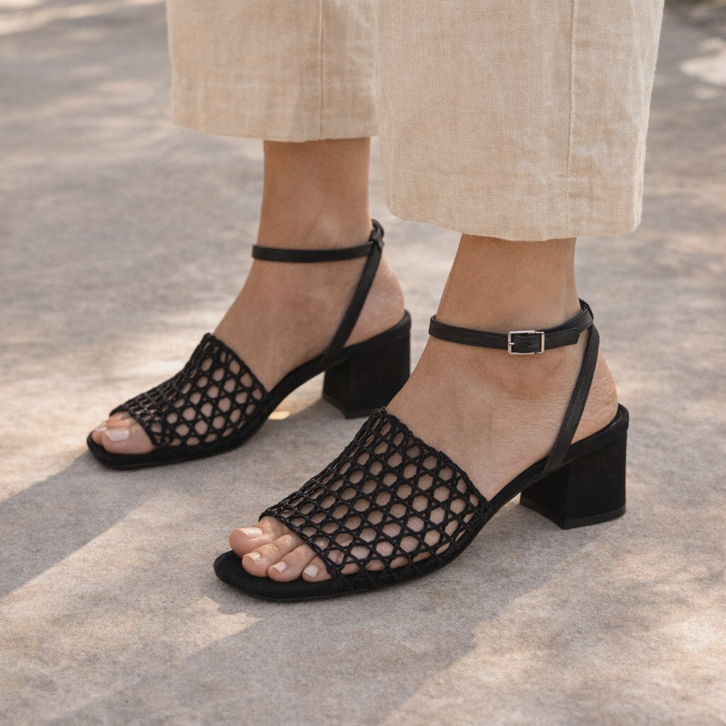 Fallon | Women's Mesh Weave Pointed Toe Block Heels