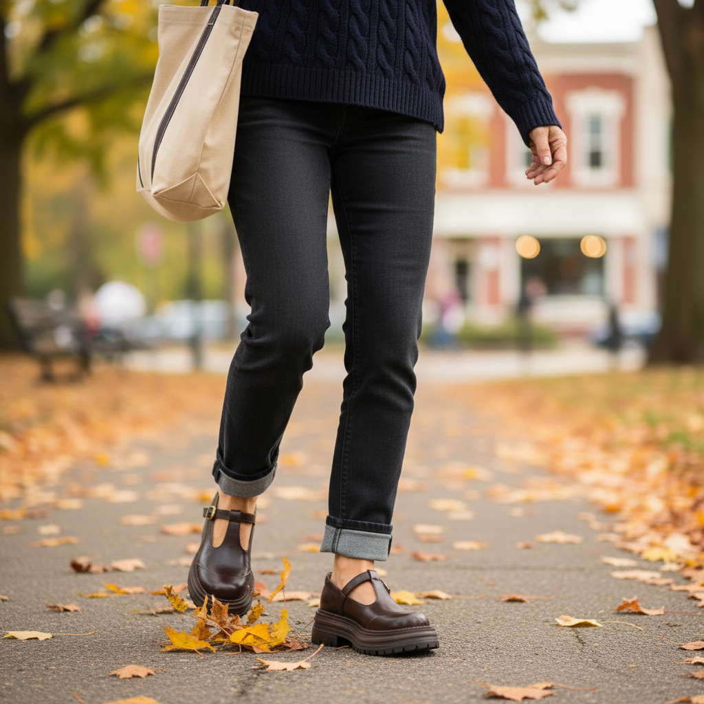 Farisse | Women's T-Bar Mary Jane Block Heels