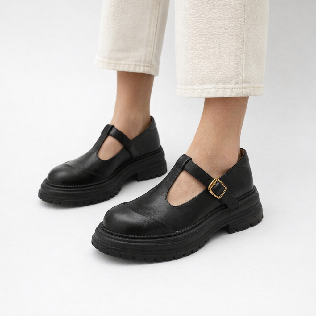 Farisse | Women's T-Bar Mary Jane Block Heels