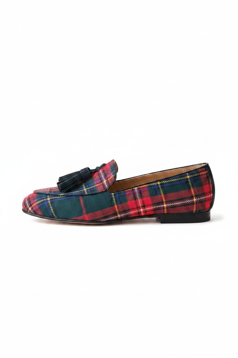 Faye | Women's Tartan Fringe Slip-On Loafers