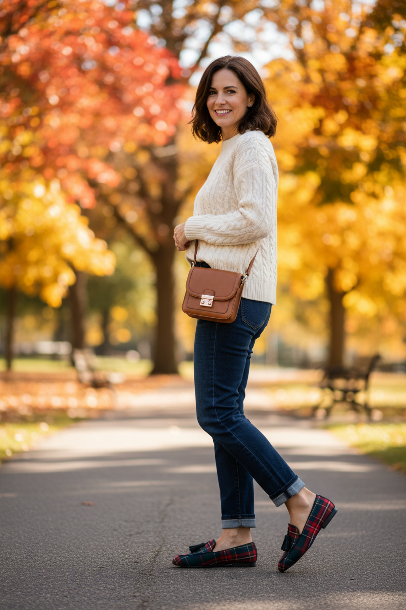 Faye | Women's Tartan Fringe Slip-On Loafers