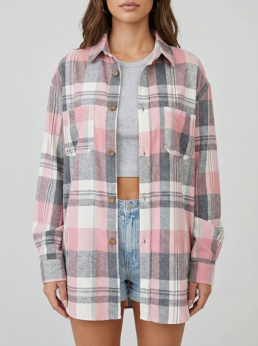 Philippa | Women's Oversized Plaid Flannel Shirt Cardigan