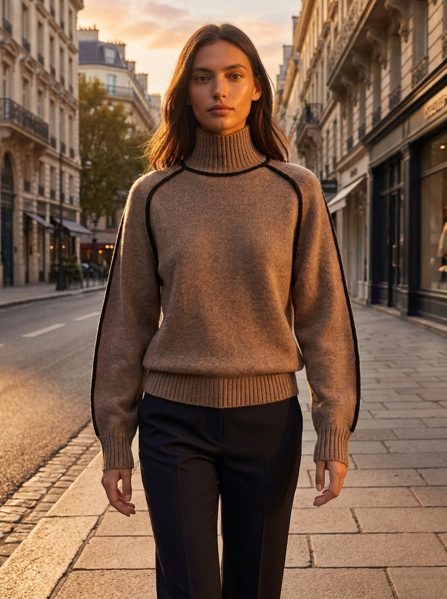 Beatrix turtleneck knit sweater - golden-hour street style lifestyle
