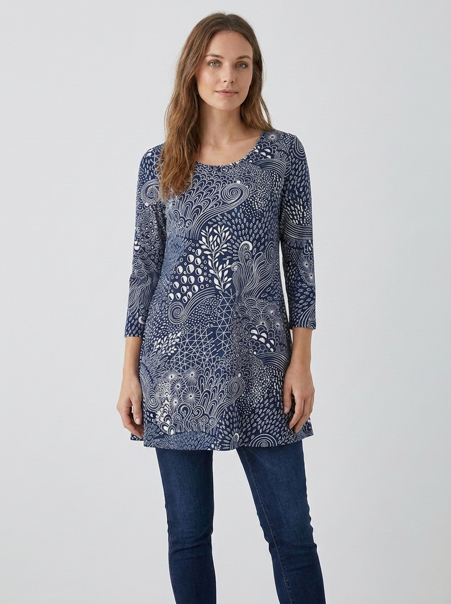 Mandala tunic in Indigo Peacock colorway