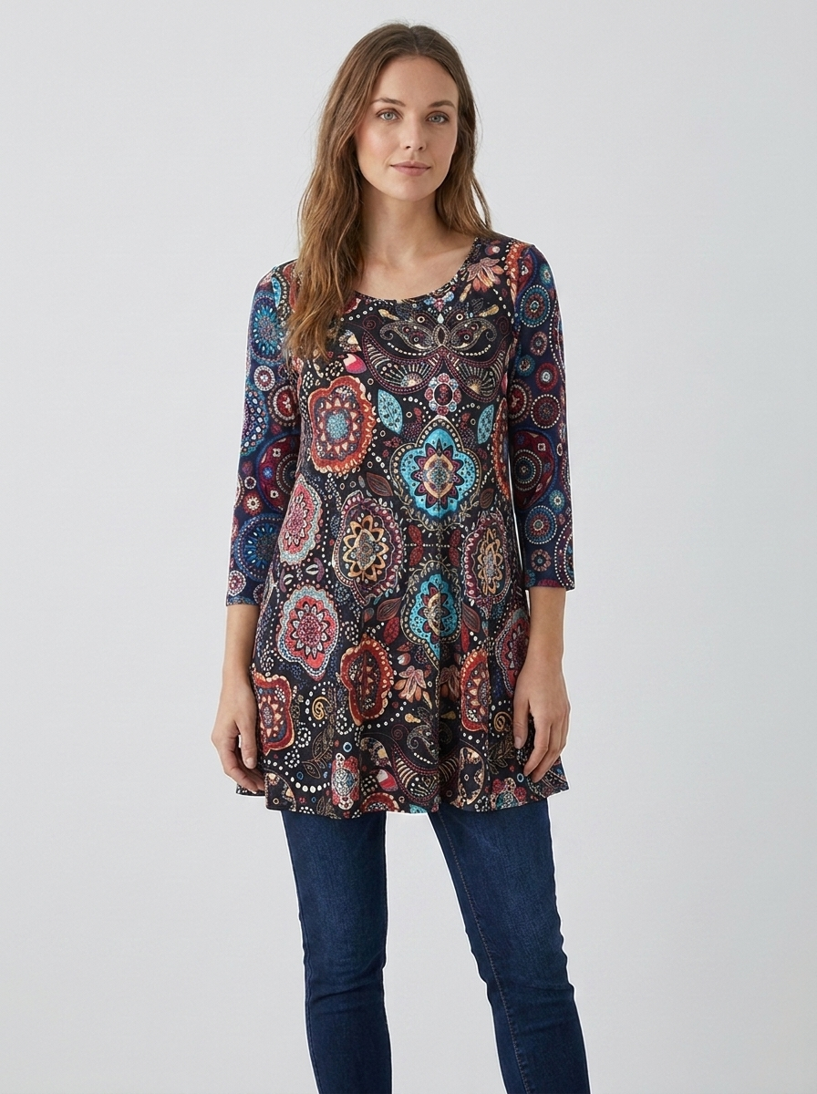 Mandala tunic in Bohemian Jewel colorway