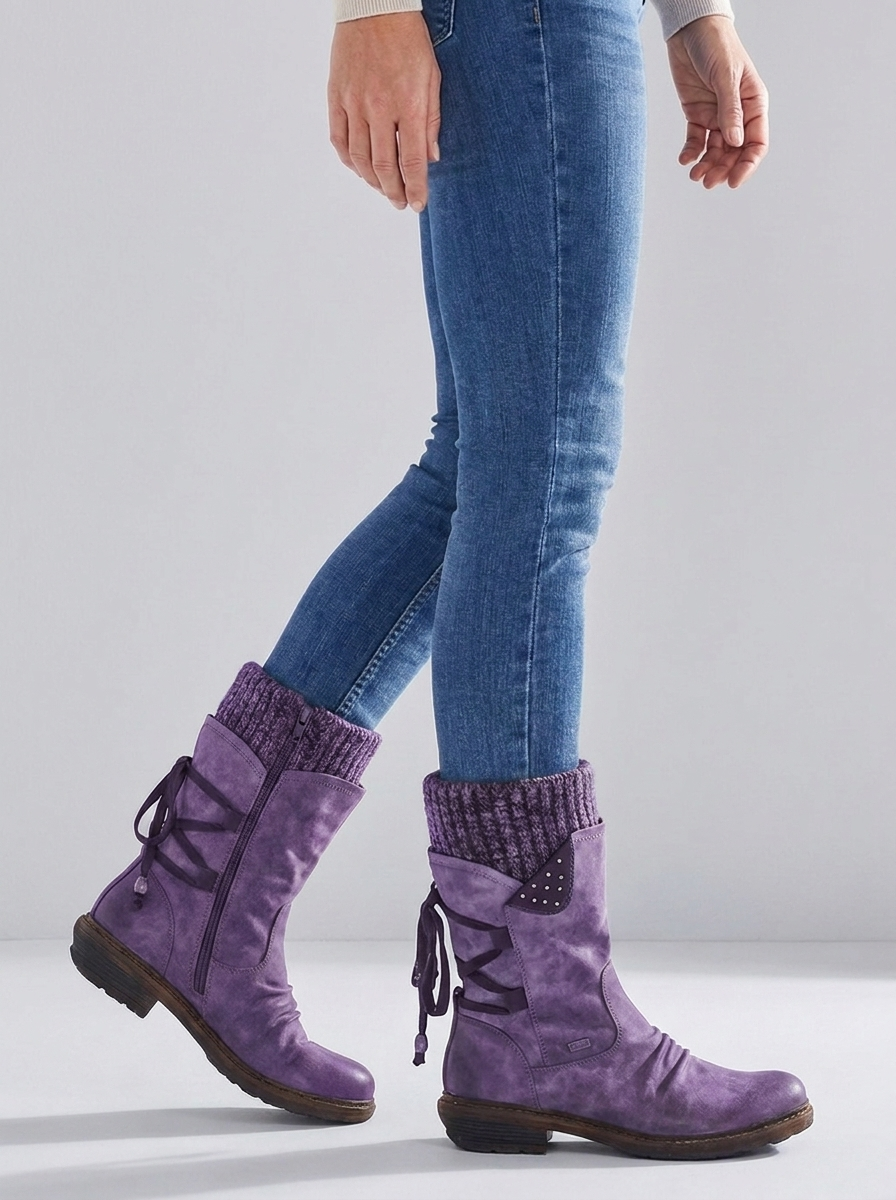 Sabine women's slouch mid-calf winter boots in purple