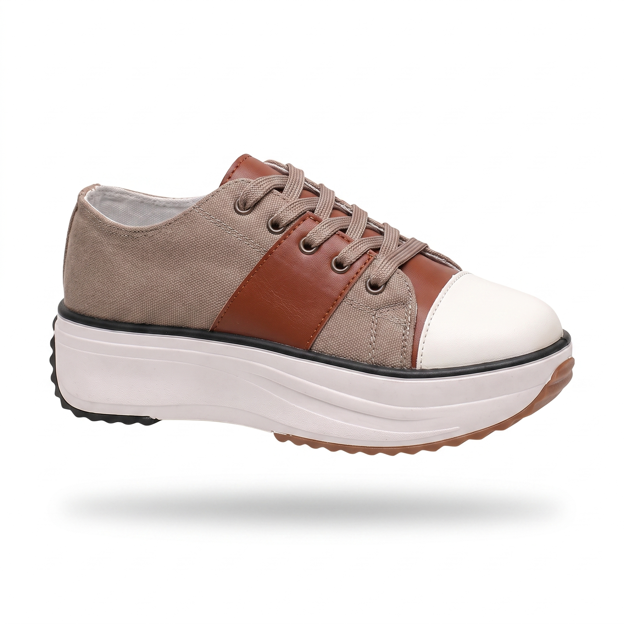 Roseline platform sneaker Brown side profile
