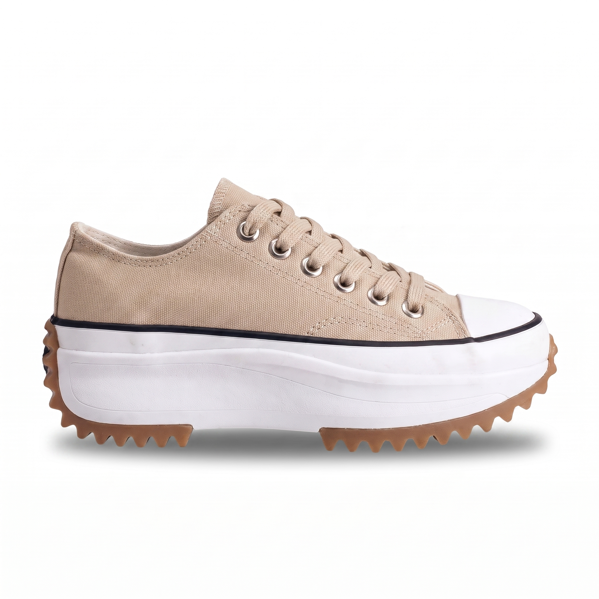 Roseline platform sneaker Beige side profile