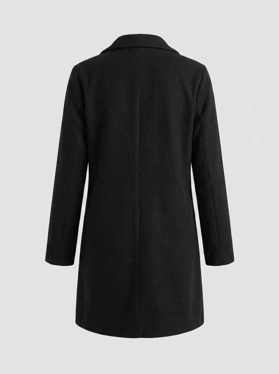 Women's longline blazer coat, black, back view