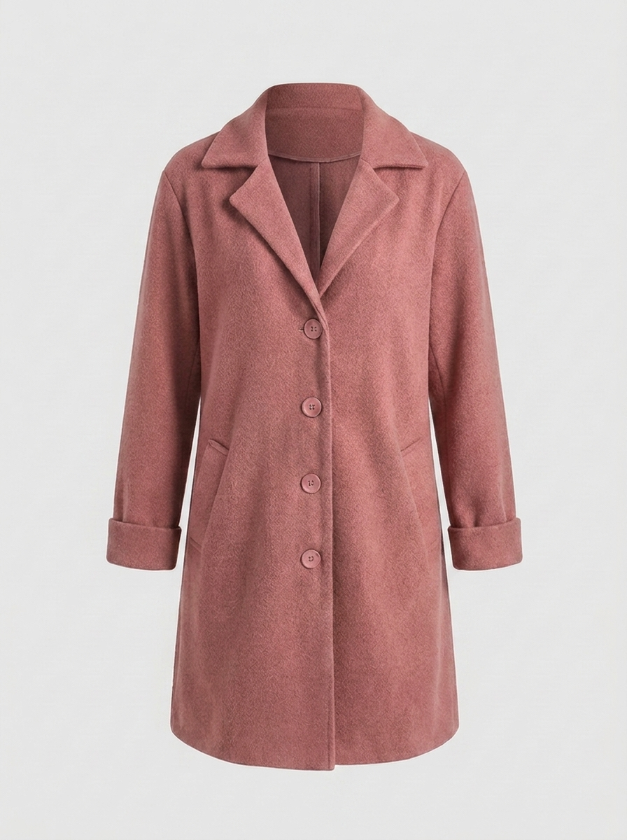 Women's longline blazer coat in pink, front view