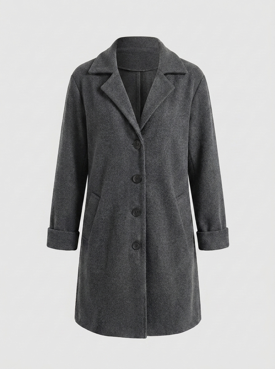 Women's longline blazer coat in gray, front view
