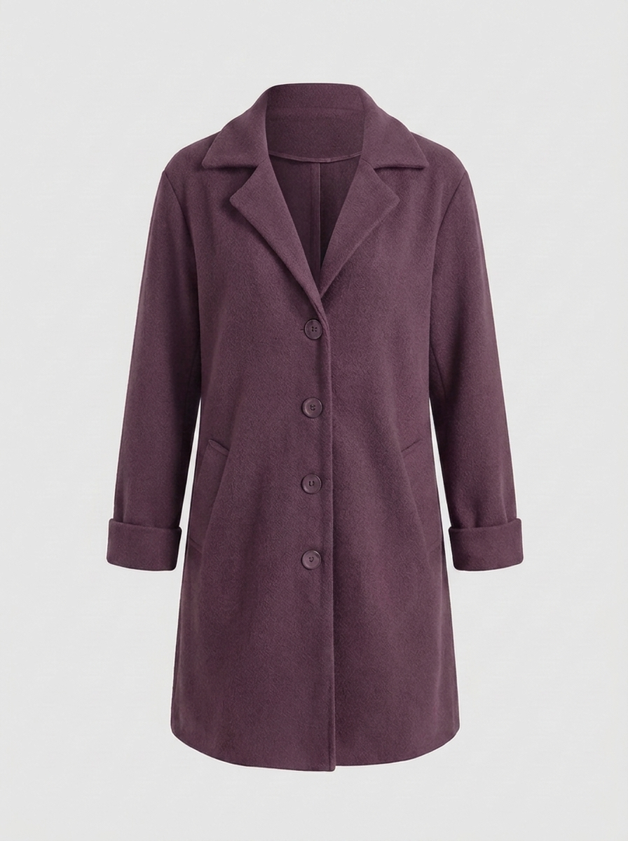 Women's longline blazer coat in purple, front view