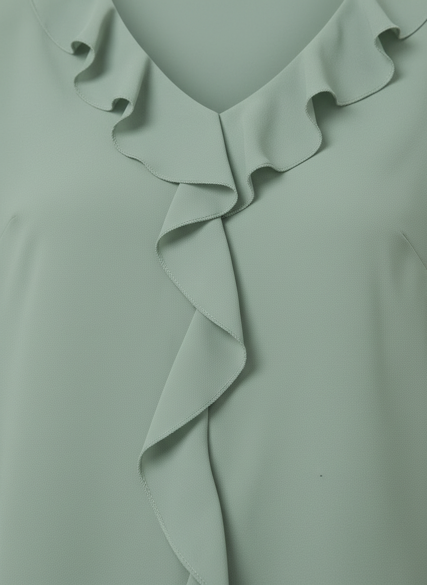 Marceline chiffon blouse ruffle V-neck detail