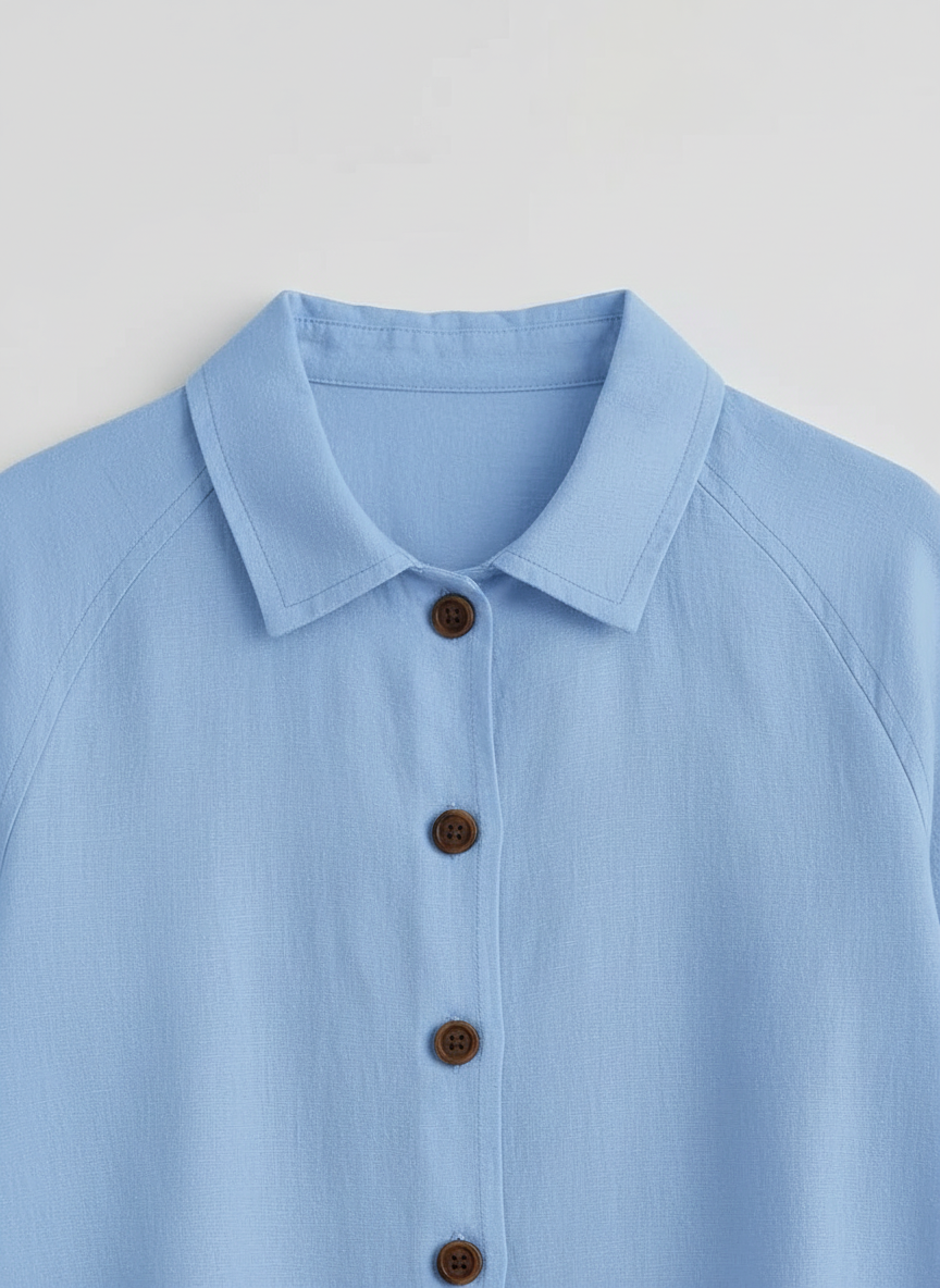 Ottilie shirt jacket Light Blue collar and button detail