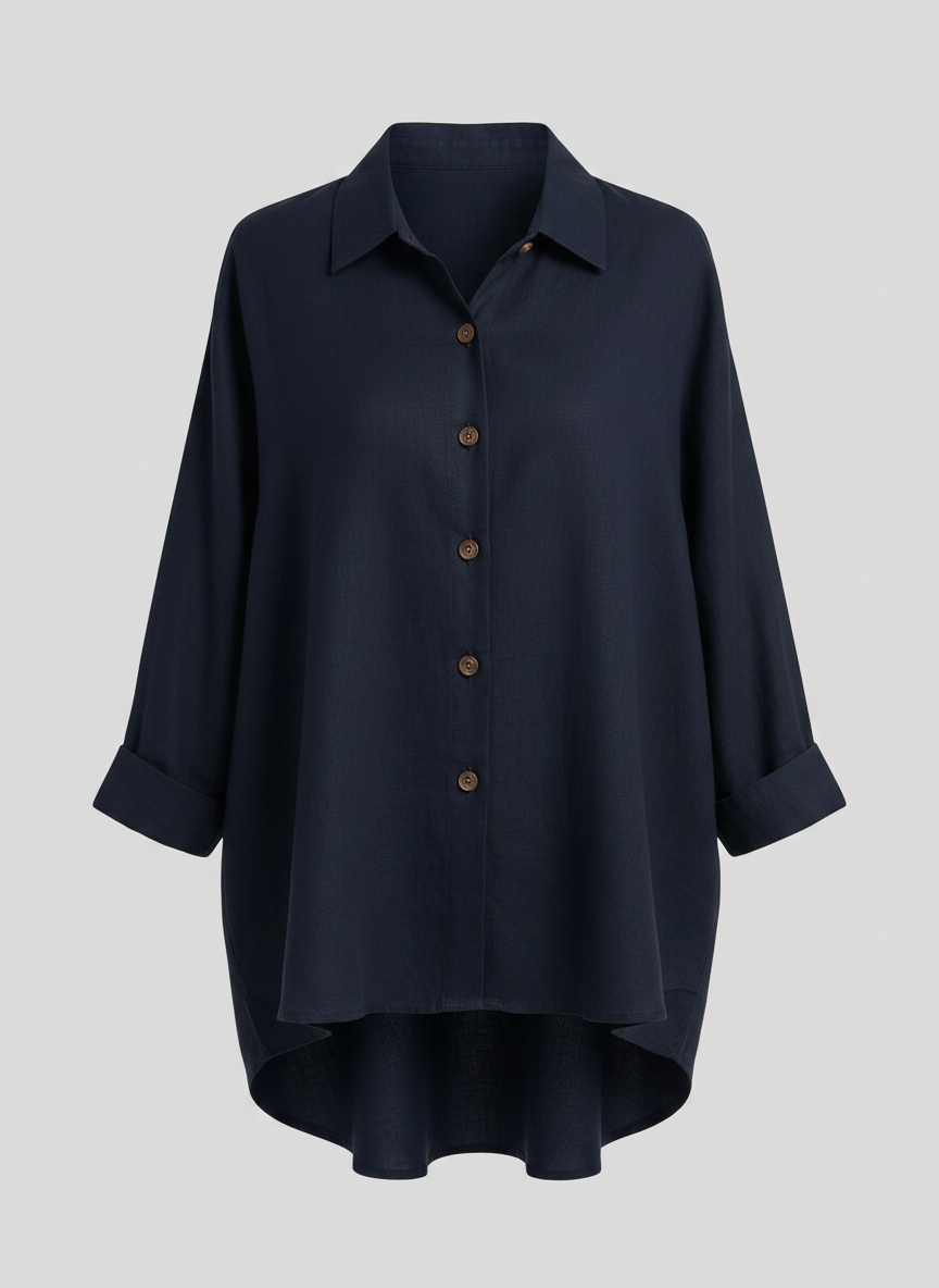 Ottilie shirt jacket in Navy Blue, front