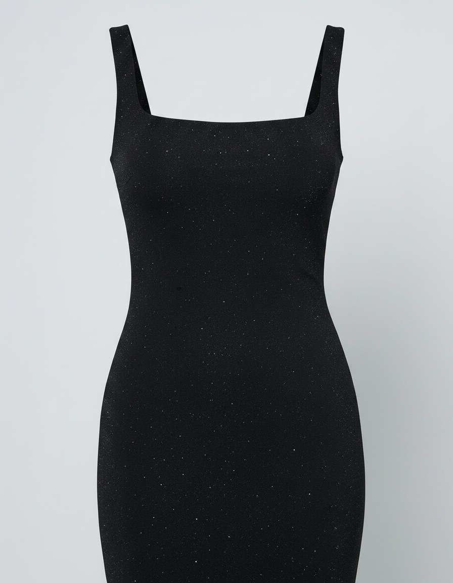 Naomi black bodycon maxi dress fabric detail