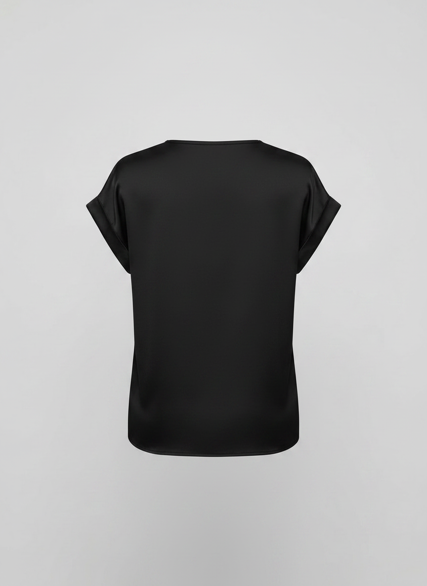 Phoebe satin twist-front V-neck top - Black back