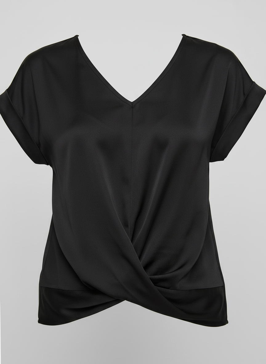 Phoebe satin twist-front V-neck top - twist detail
