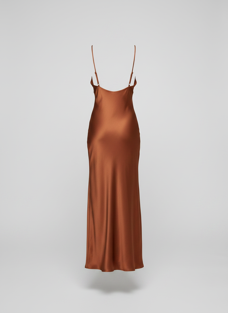 Grace bronze satin backless maxi dress back