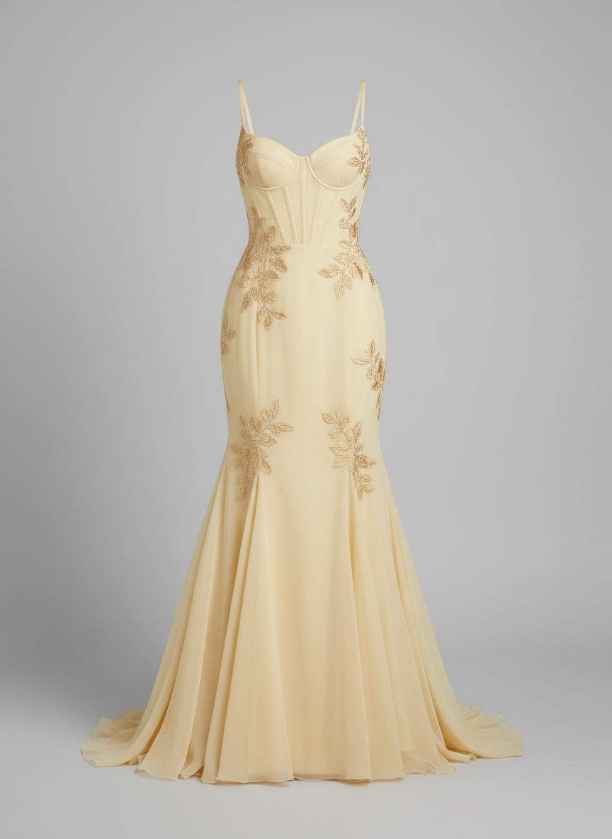 Aelara | Women's Floral Embellished Maxi Wedding Guest Dress