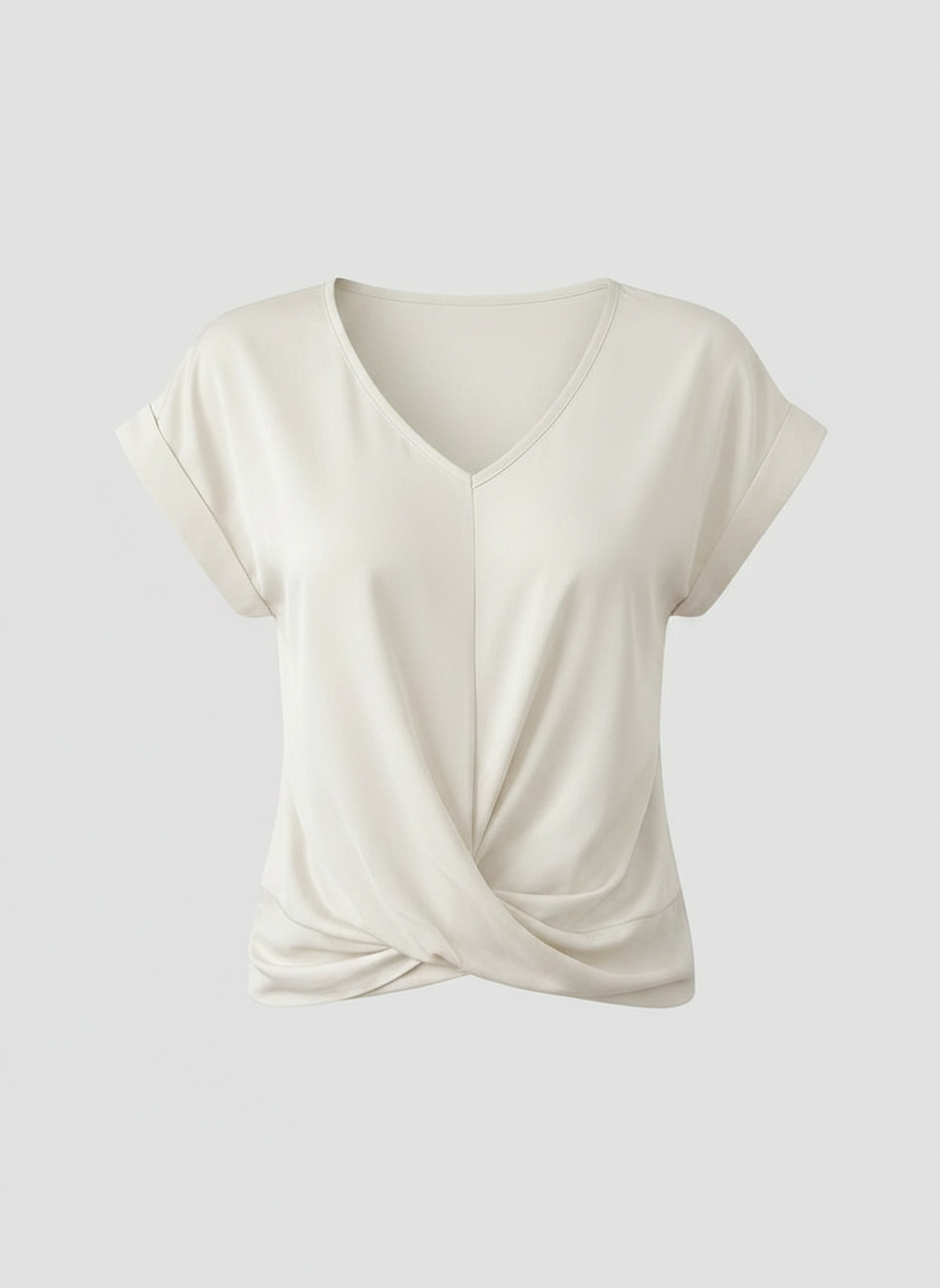 Phoebe satin twist-front V-neck top - White