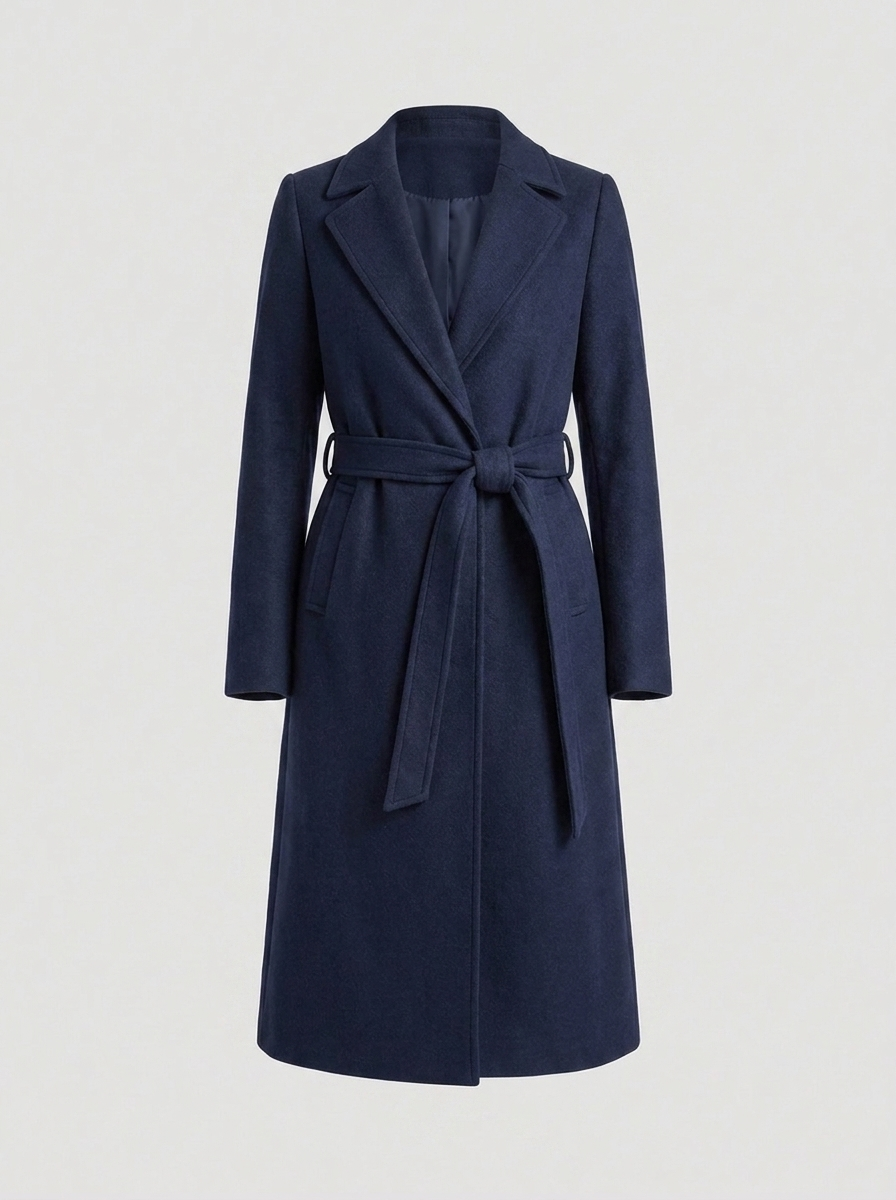 Arabella | Women's Belted Wool-Blend Long-Line Lapel Trench Coat