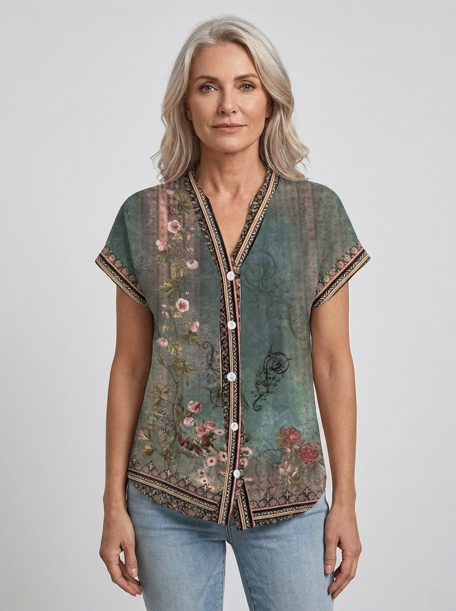 Wilhelmina blouse on model front