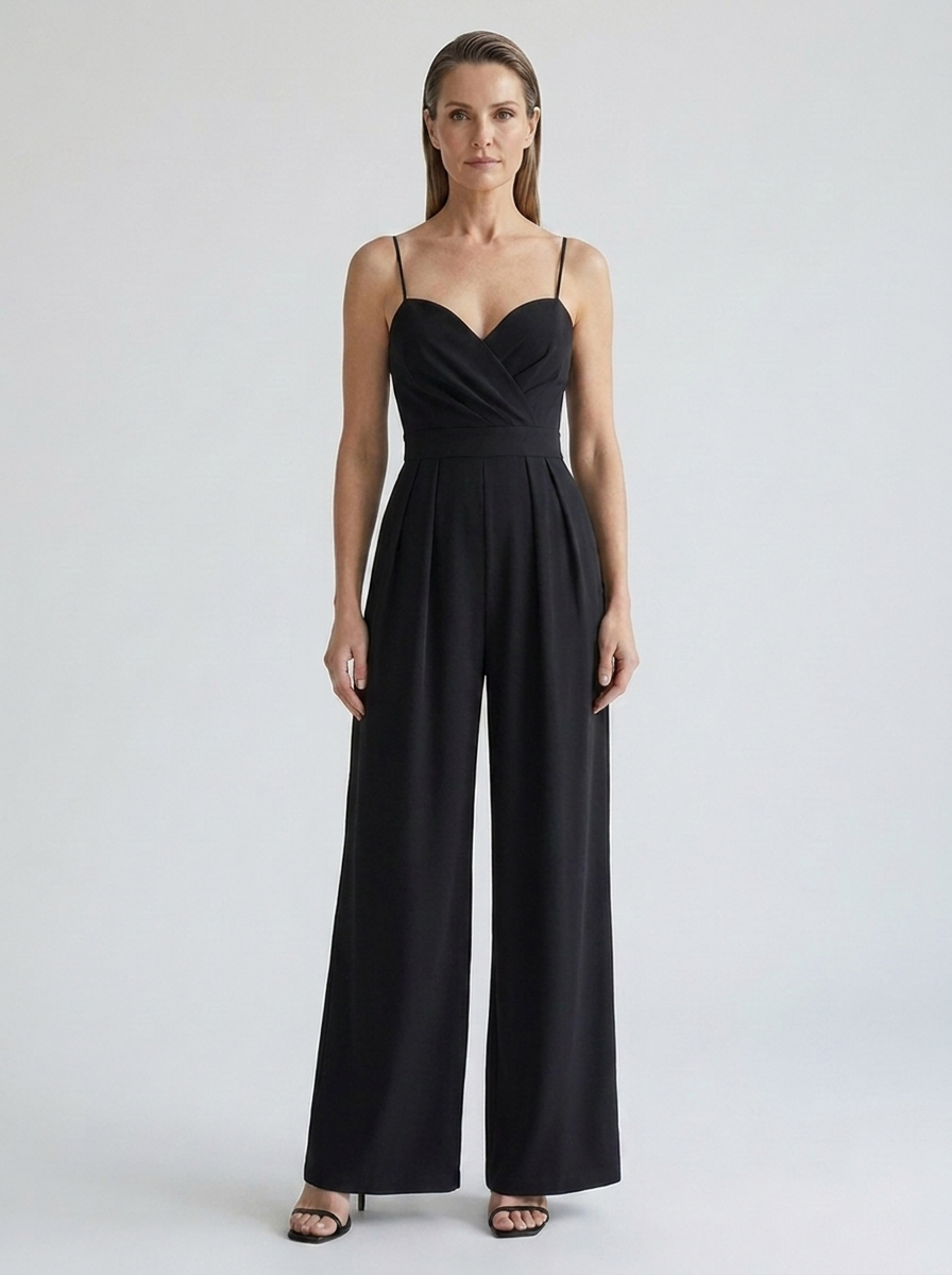 Rosanna black jumpsuit on model front
